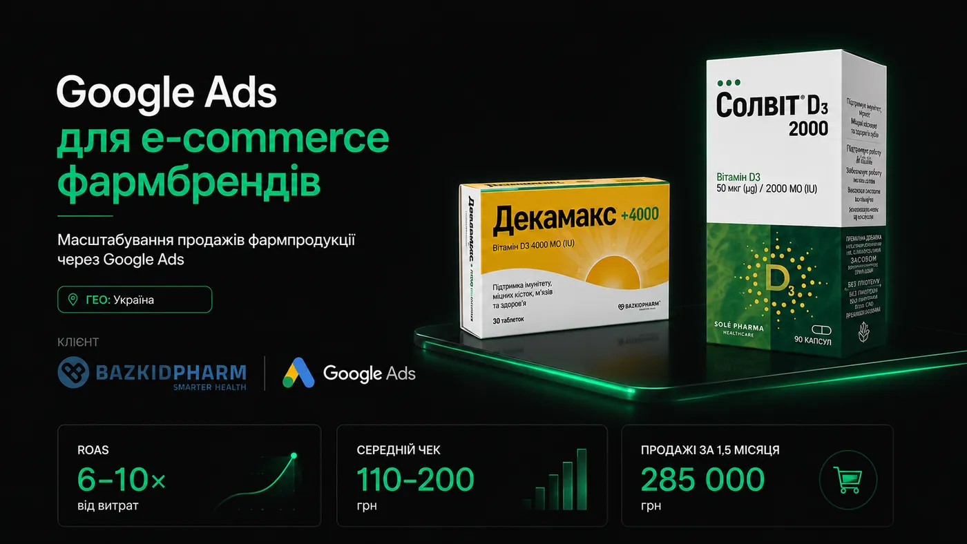 Google Ads для e-commerce фармбрендів BAZKIDPHARM